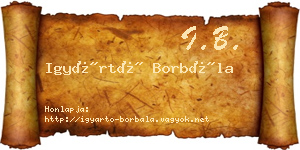 Igyártó Borbála névjegykártya
